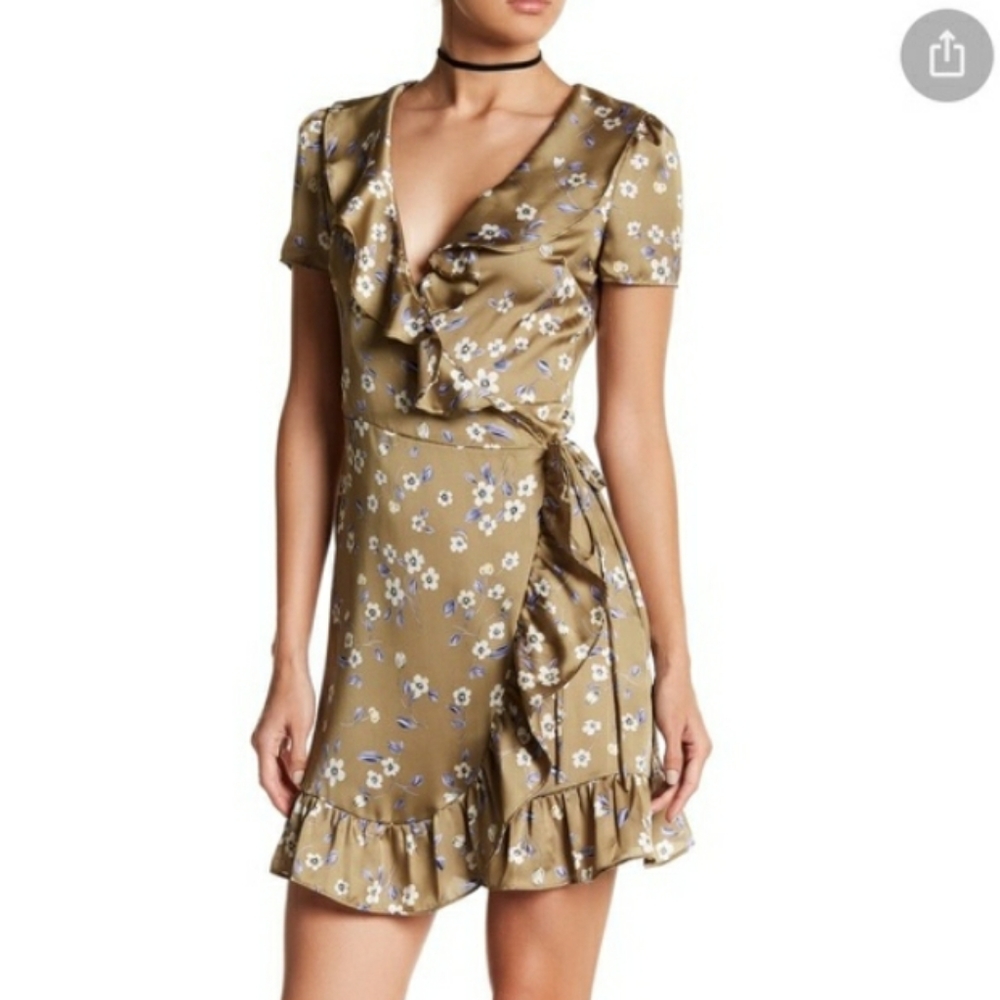 Emory park mini wrap satin dress
